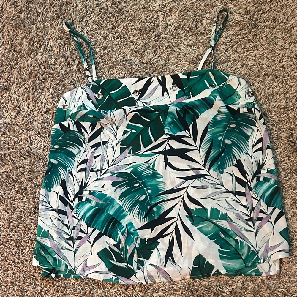 Jennifer Lopez Green Leaf Print Camisole